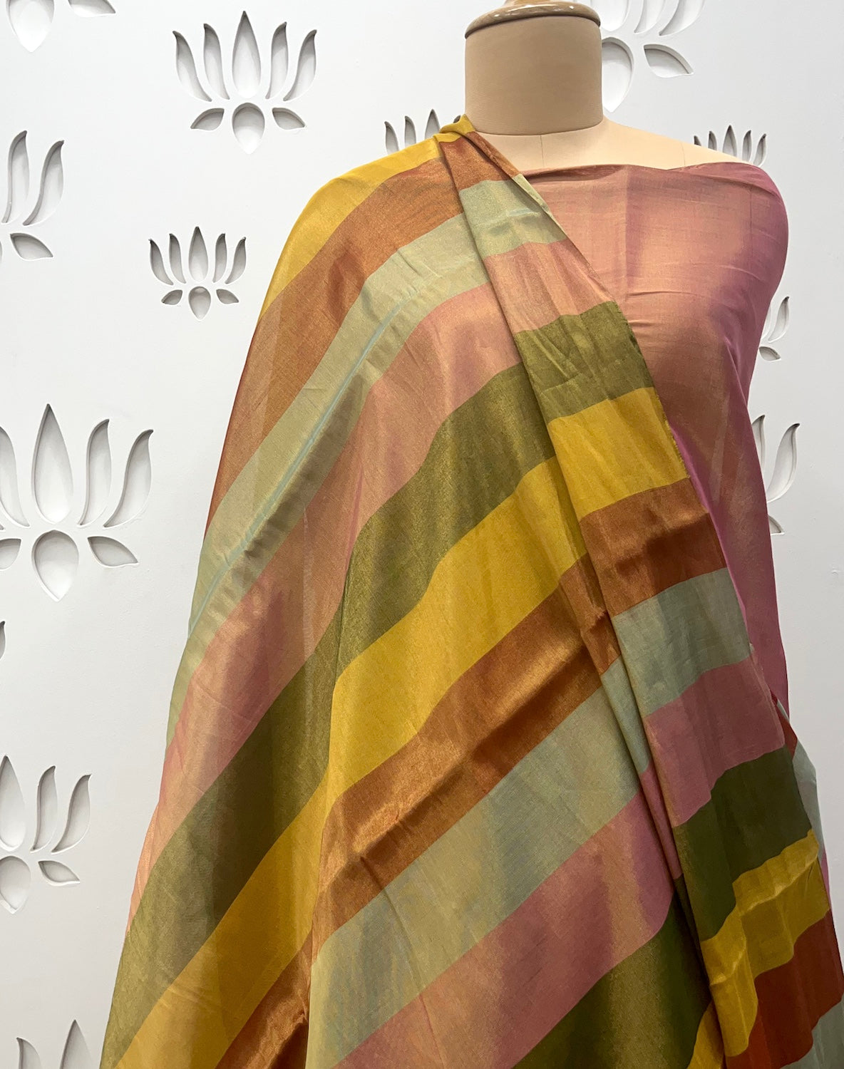 Panorama Multicolour Gold Tissue Saree