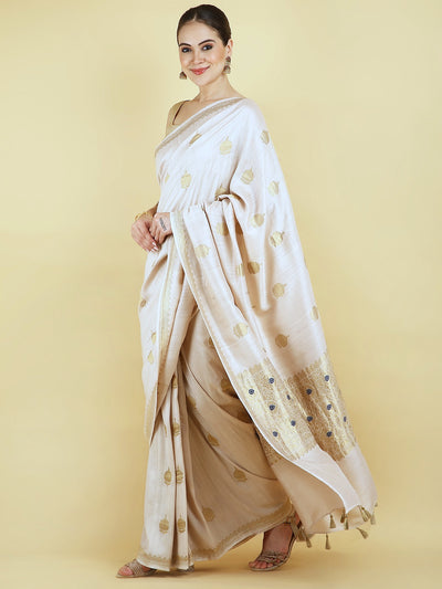 Deedar Mushroom White Matka Georgette Saree