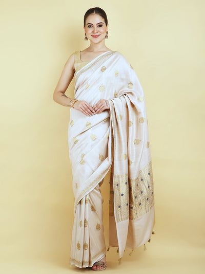 Deedar Mushroom White Matka Georgette Saree