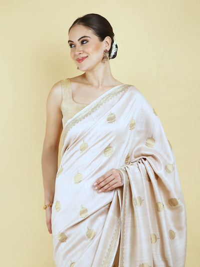 Deedar Mushroom White Matka Georgette Saree
