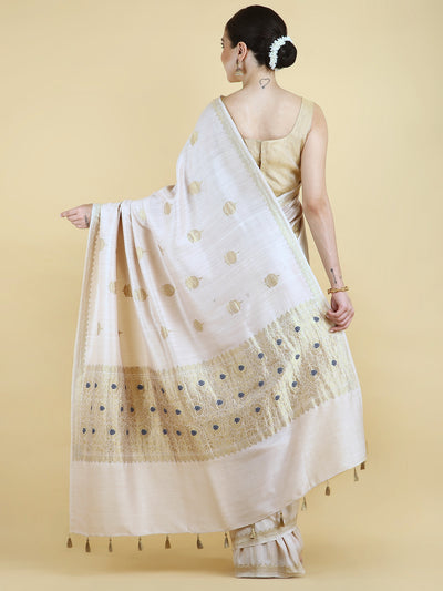 Deedar Mushroom White Matka Georgette Saree