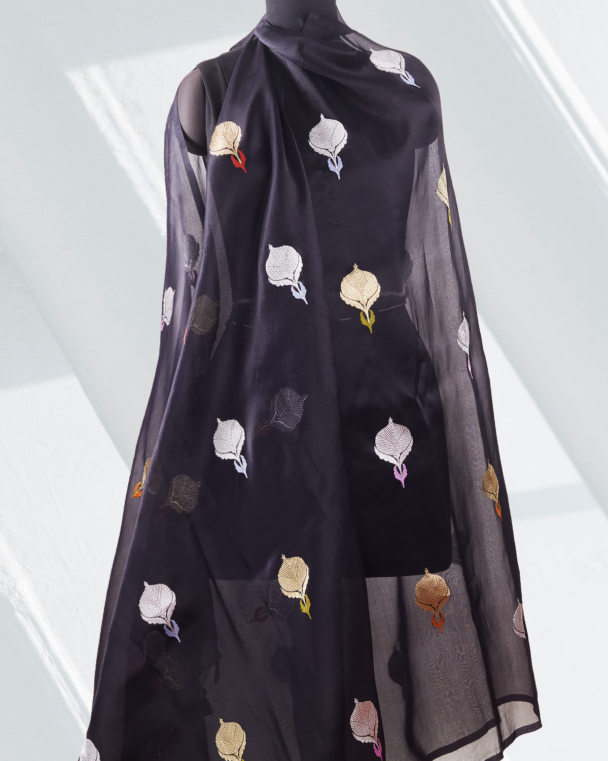 Midnight Envy Black Muslin Organza Saree