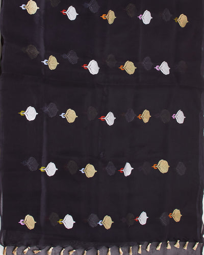Midnight Envy Black Muslin Organza Saree