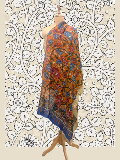 Pedana Light Rust Pen Kalamkari Dupatta