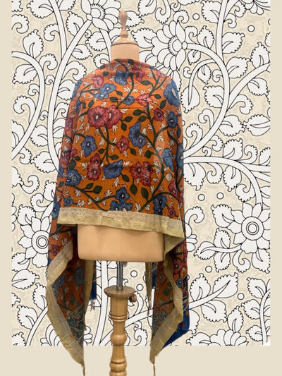 Pedana Light Rust Pen Kalamkari Dupatta