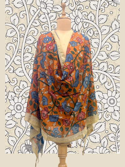Pedana Light Rust Pen Kalamkari Dupatta
