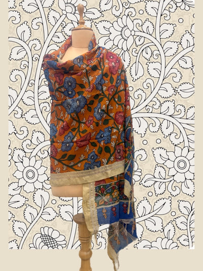 Pedana Light Rust Pen Kalamkari Dupatta