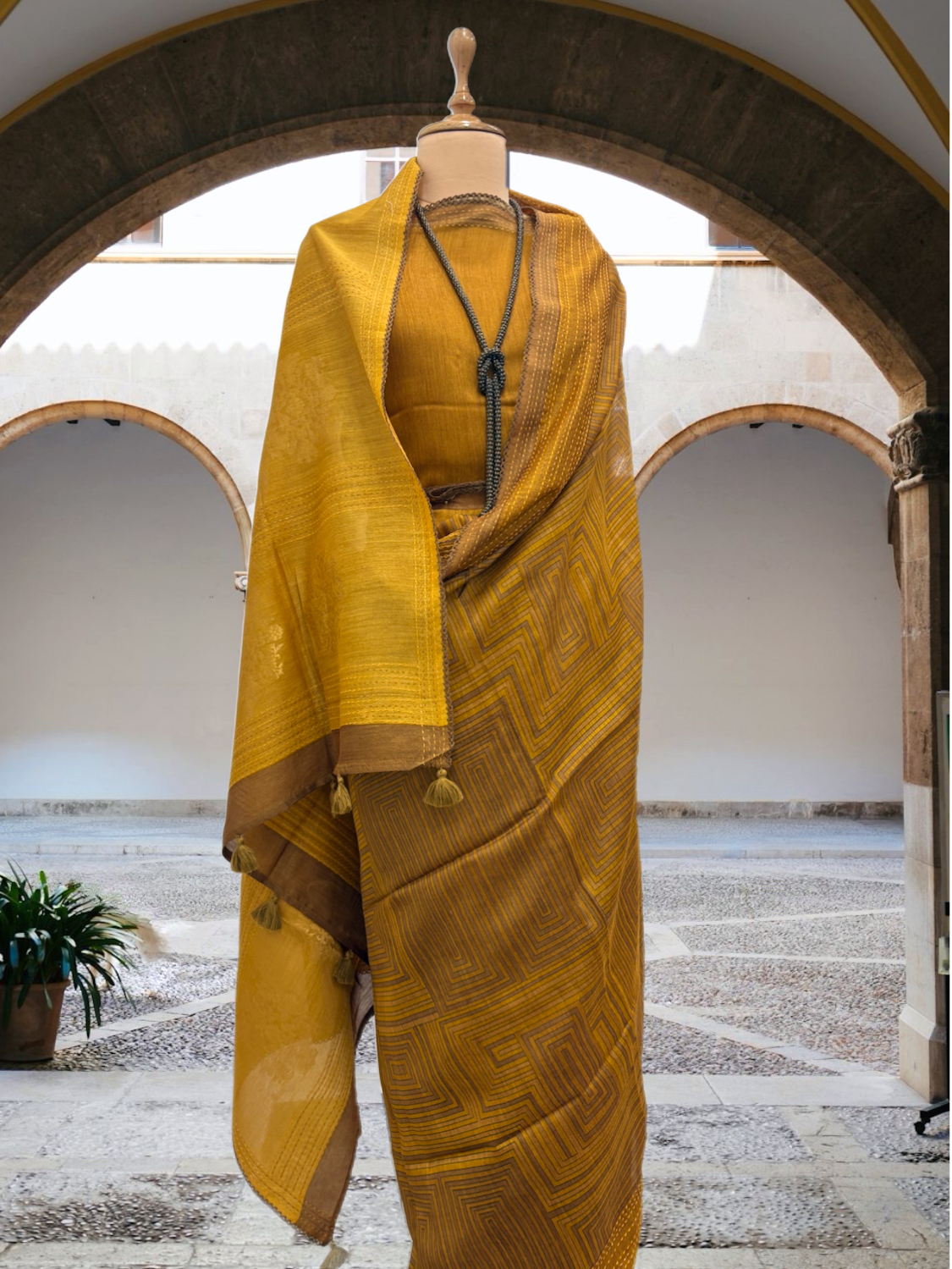 Phalguni Mustard Moonga Cotton Saree