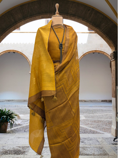 Phalguni Mustard Moonga Cotton Saree