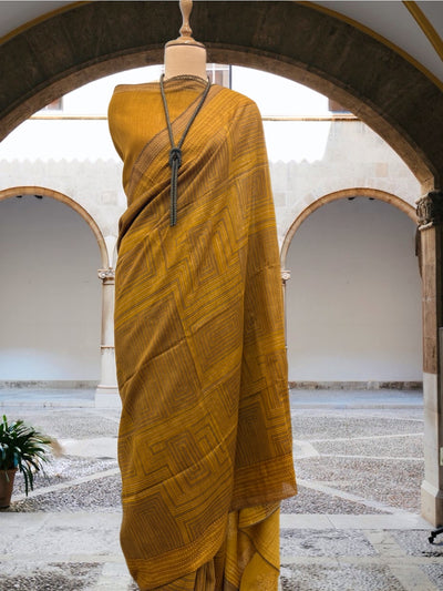 Phalguni Mustard Moonga Cotton Saree