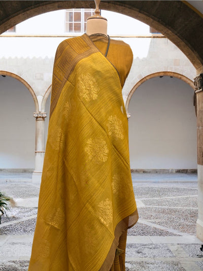 Phalguni Mustard Moonga Cotton Saree