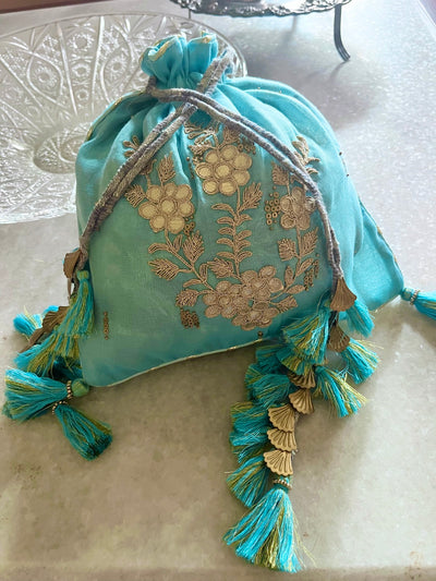 Navya Aqua Blue Gota Work Potli