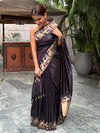 Nocturnal Animal Blue Katan Silk Saree