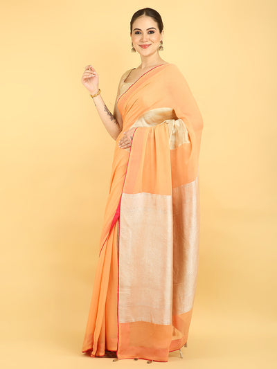 Valencia Orange Khaddi Georgette Saree