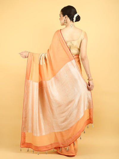 Valencia Orange Khaddi Georgette Saree