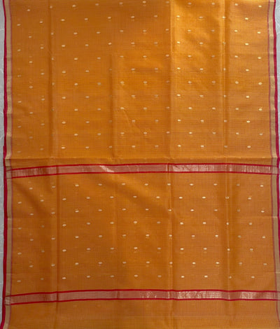 Capri Orange Checks Chanderi Saree