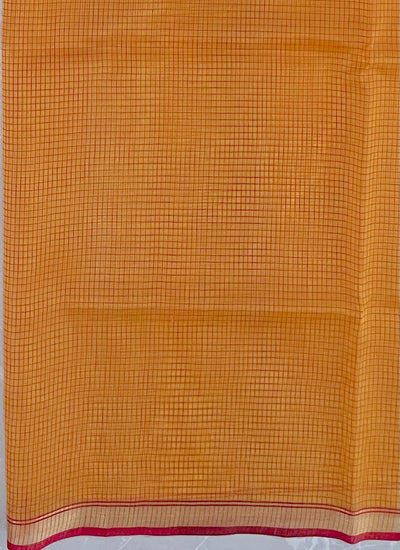 Capri Orange Checks Chanderi Saree