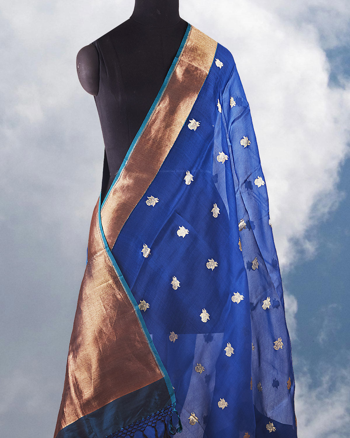 Neelambra Blue Kanchi Organza Saree
