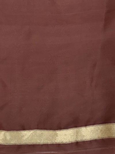 Cedar Brown Cotton Kora Saree