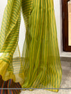 Chartreuse Green & Yellow Organza Saree