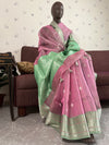 Summer Rhapsody Pink & Sea Green Chanderi Saree