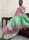 Summer Rhapsody Pink & Sea Green Chanderi Saree