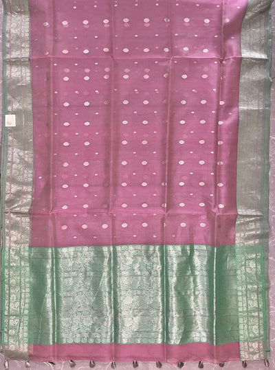 Summer Rhapsody Pink & Sea Green Chanderi Saree