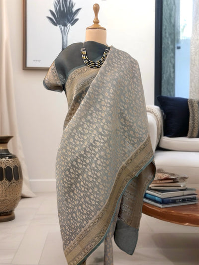 Charushila Khaki Organza Saree