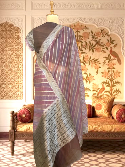 Princess Rose Brown Organza Saree