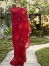 Passionate Poppy Red printed Organza Saree
