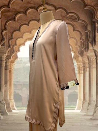 Peach Ajrakh 3 piece Coord Set