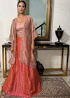 Peach Cutwork Lehenga Cape Set