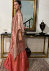 Peach Cutwork Lehenga Cape Set