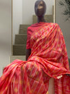 Cosmopolitan Spirit Peach Printed Silk Sari
