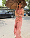 Gulafsha Peach Shibori Saree & Blouse