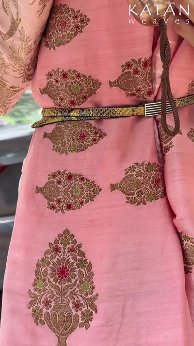 Gulafsha Peach Shibori Saree & Blouse