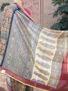 Mrinalini Beige & Pink Moonga Cotton Saree