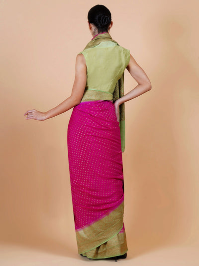 Nandini Pink & Green Khaddi Georgette Saree