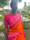 Dhriti Orange & Pink Linen Saree