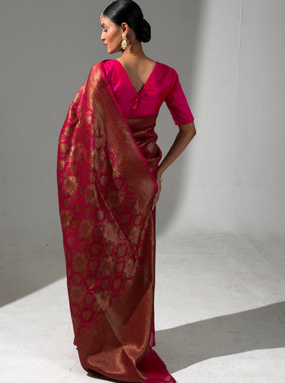 Vishalakshi Pink Brocade Silk Saree