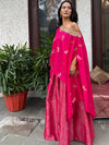 Pink Brocade Lehenga Cape Set