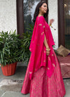 Pink Brocade Lehenga Cape Set
