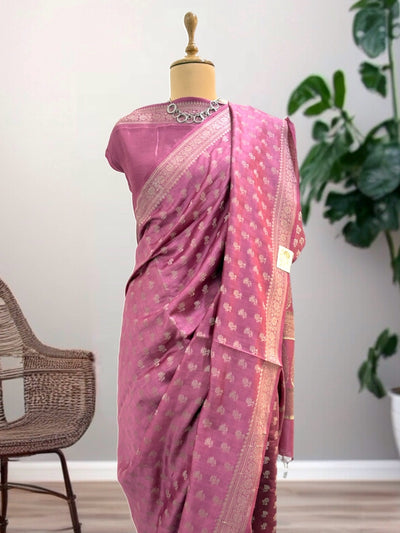 Camellia Pink Chinya Silk Sari