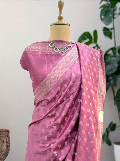 Camellia Pink Chinya Silk Sari