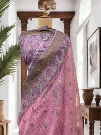 Adira Pink Printed Cotton Saree