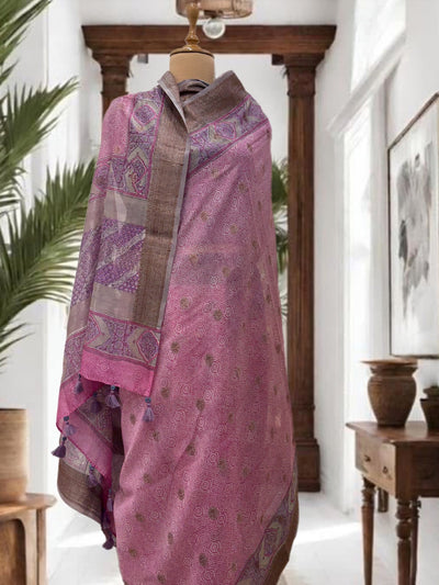 Adira Pink Printed Cotton Saree