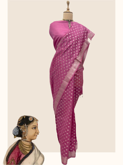 Kolhapur Pink Cotton Saree