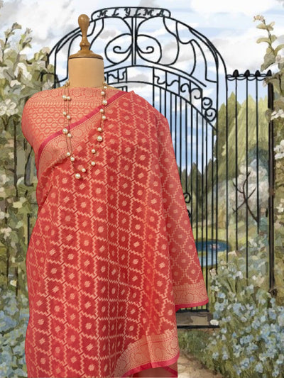 Calypso Carrot Cotton Saree