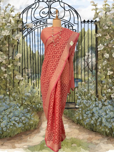 Calypso Carrot Cotton Saree