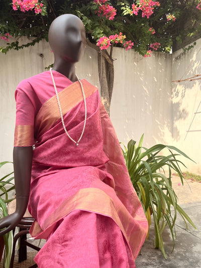 Angel Pink Cotton Silk Tanchoi Saree